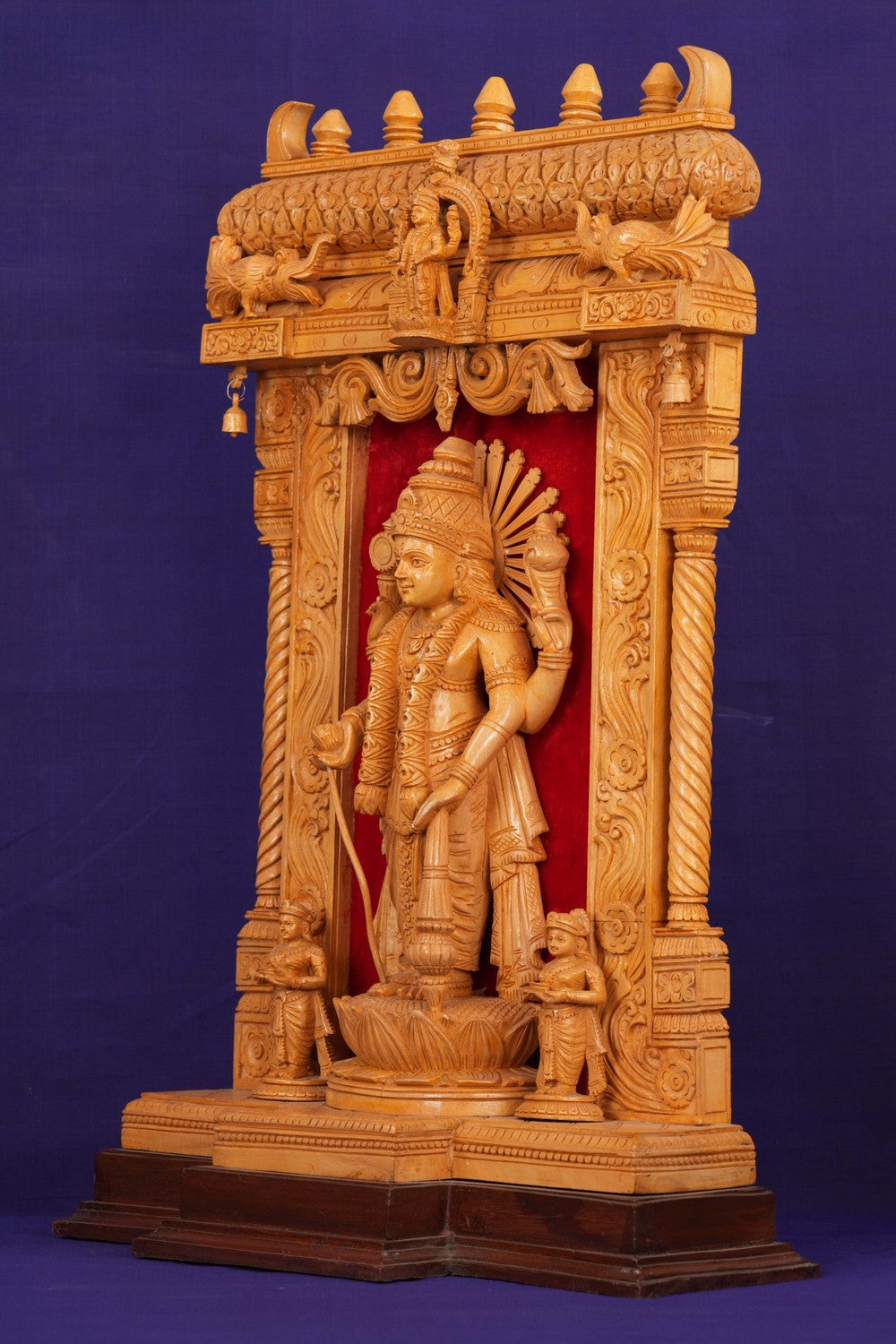 Image of White Cedar Wooden Lord Surya Narayana